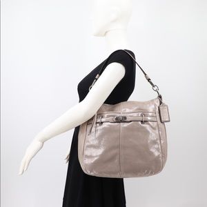 Coach Chelsea Shimmery Leather Shoulder Bag Platinum
